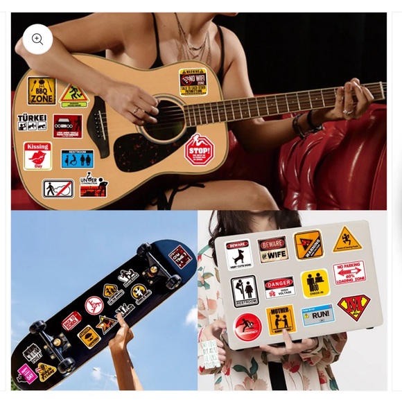 Vibrant Warning Sign Sticker Set - Picture 3 of 7